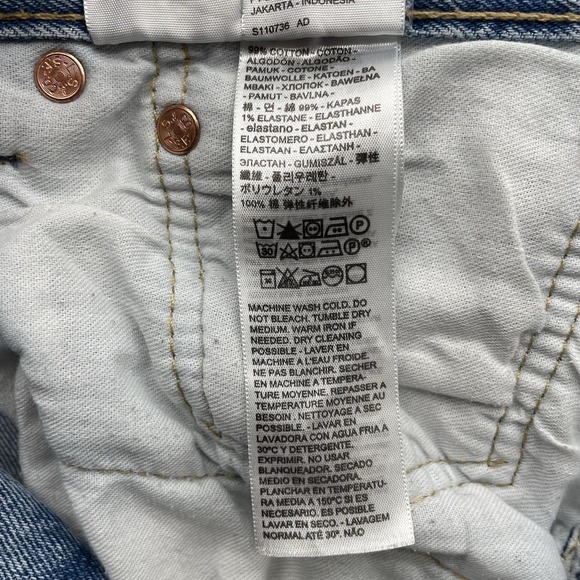 Levis 501 Jeans Mens 33x32 (Tag 32x32) Button Fly Light Wash Stretch Straight - Picture 14 of 15